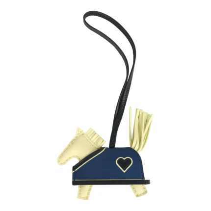 Hermès Rodeo Robeo Coeur Charm PM Jaune Milton, Bleu Nuit and Bleu Tie Milo Lambskin