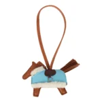 Hermès Rodeo Robeo Plush Charm PM Gold, Celeste, Terre Milo Lambskin and Ecru Merino Wool Palladium Hardware