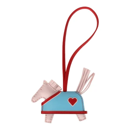 Hermès Rodeo Robeo Coeur Charm PM Rose Darling, Bleu Celeste & Rouge Radieux Milo Lambskin