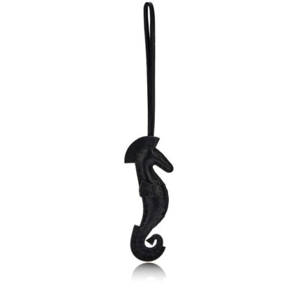 Hermès Black Milo Lambskin Seahorse Charm, 2023