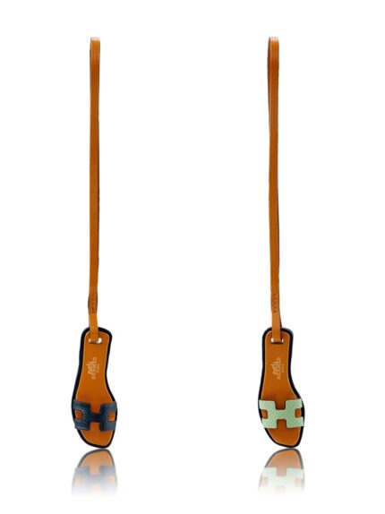Hermès Black and Vert Criquet Epsom Oran Sandal Charms