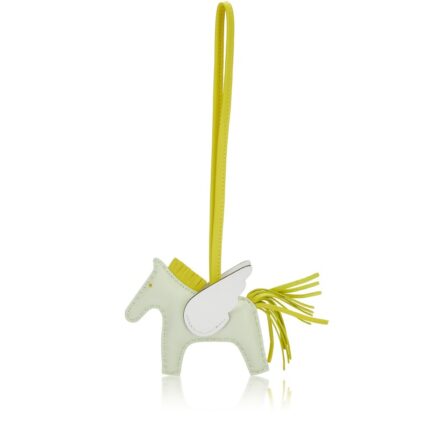 Hermès Vert Fizz, Lime, New White Milo Lambskin and Swift GriGri Rodeo Pegase Charm PM, 2023
