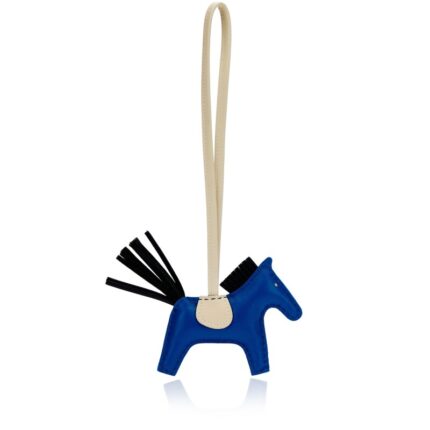Hermès Bleu France, Black and Craie Milo Lambskin GriGri Rodeo Charm PM, 2022