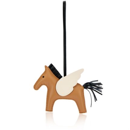 Hermès Chai, Black and Nata Milo Lambskin and Swift GriGri Rodeo Pegase Charm MM, 2022