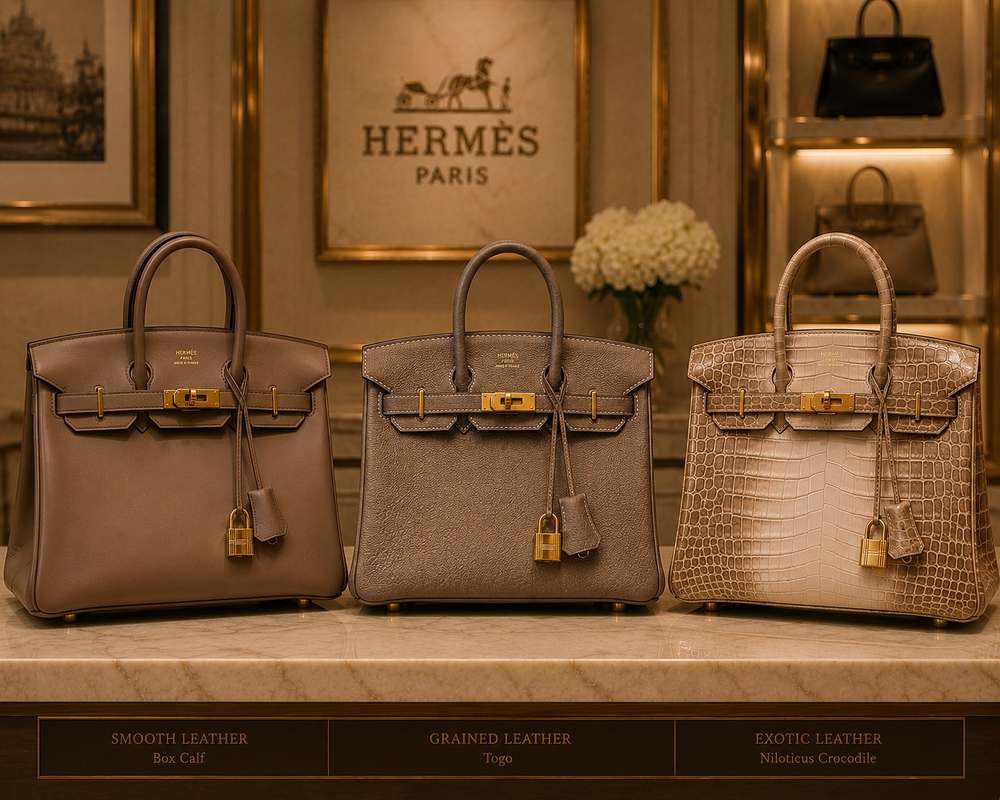 Birkin bag materials and leather texture comparison