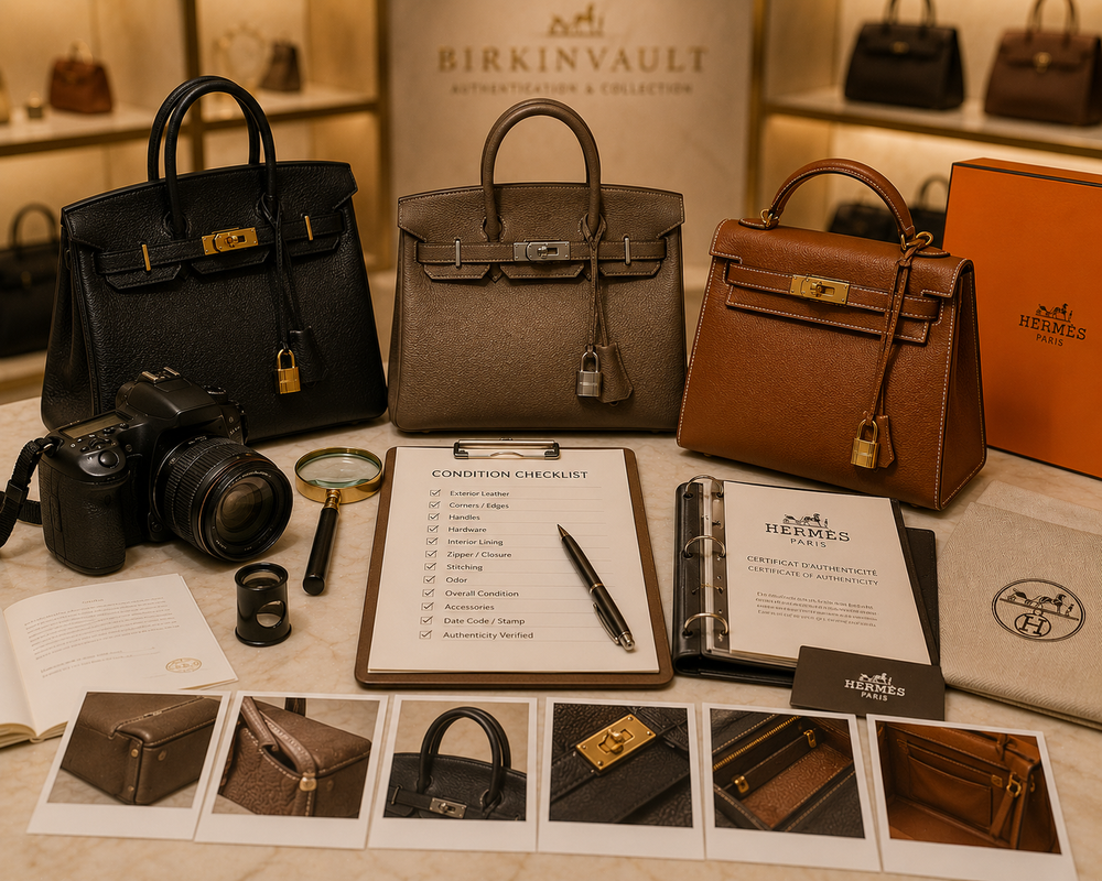 Hermès handbag inspection and condition evaluation