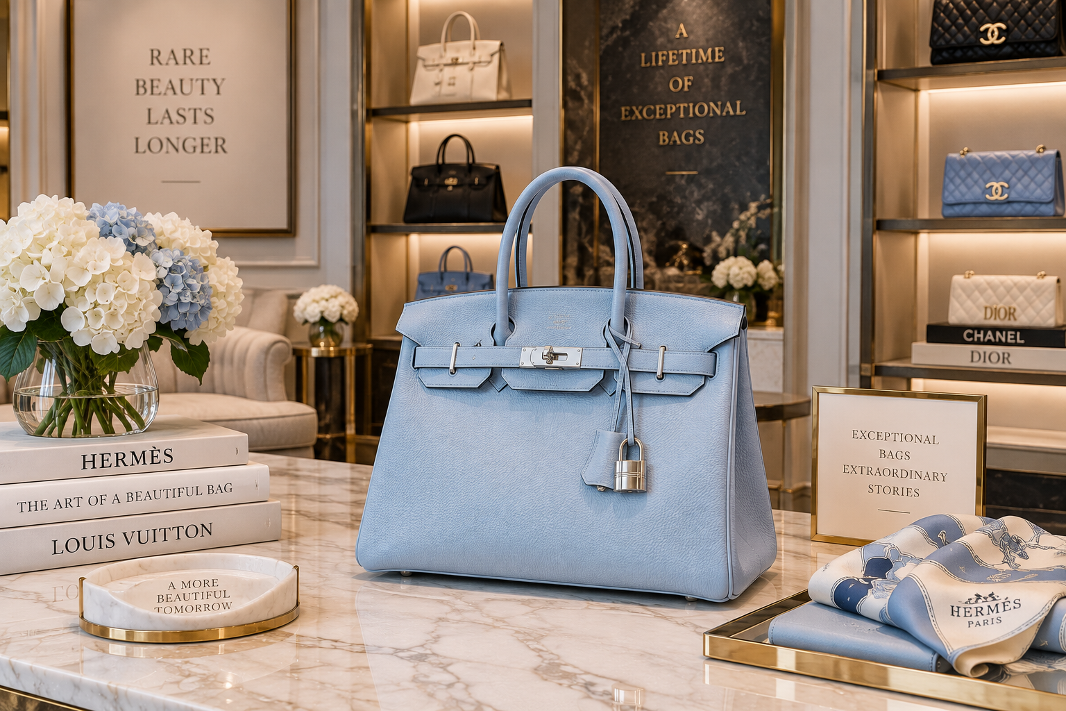 light blue designer bag