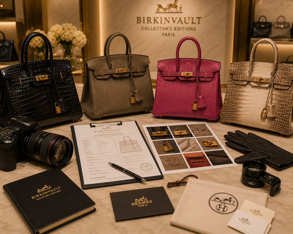 Professional inspection of rare Birkin bags