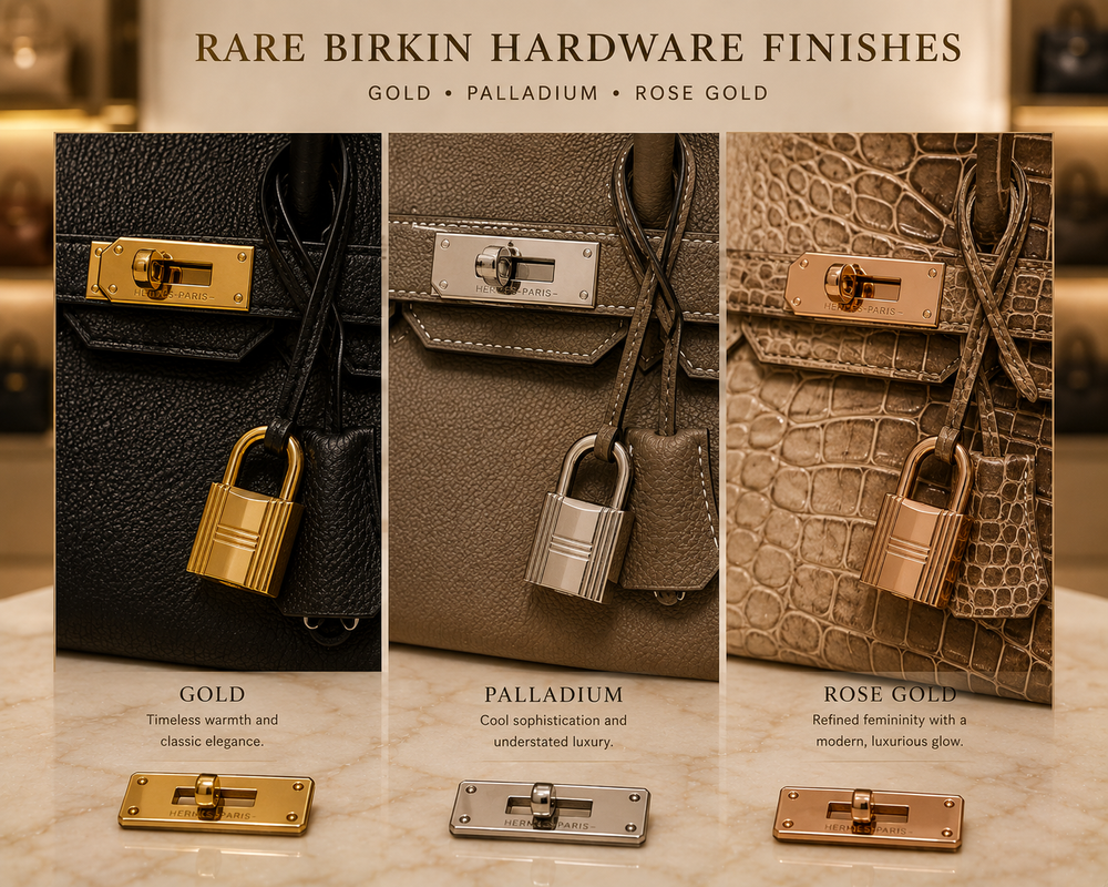 Rare Birkin hardware and luxury leather details