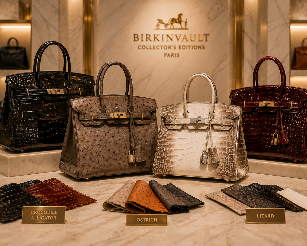 Rare exotic Birkin leather textures