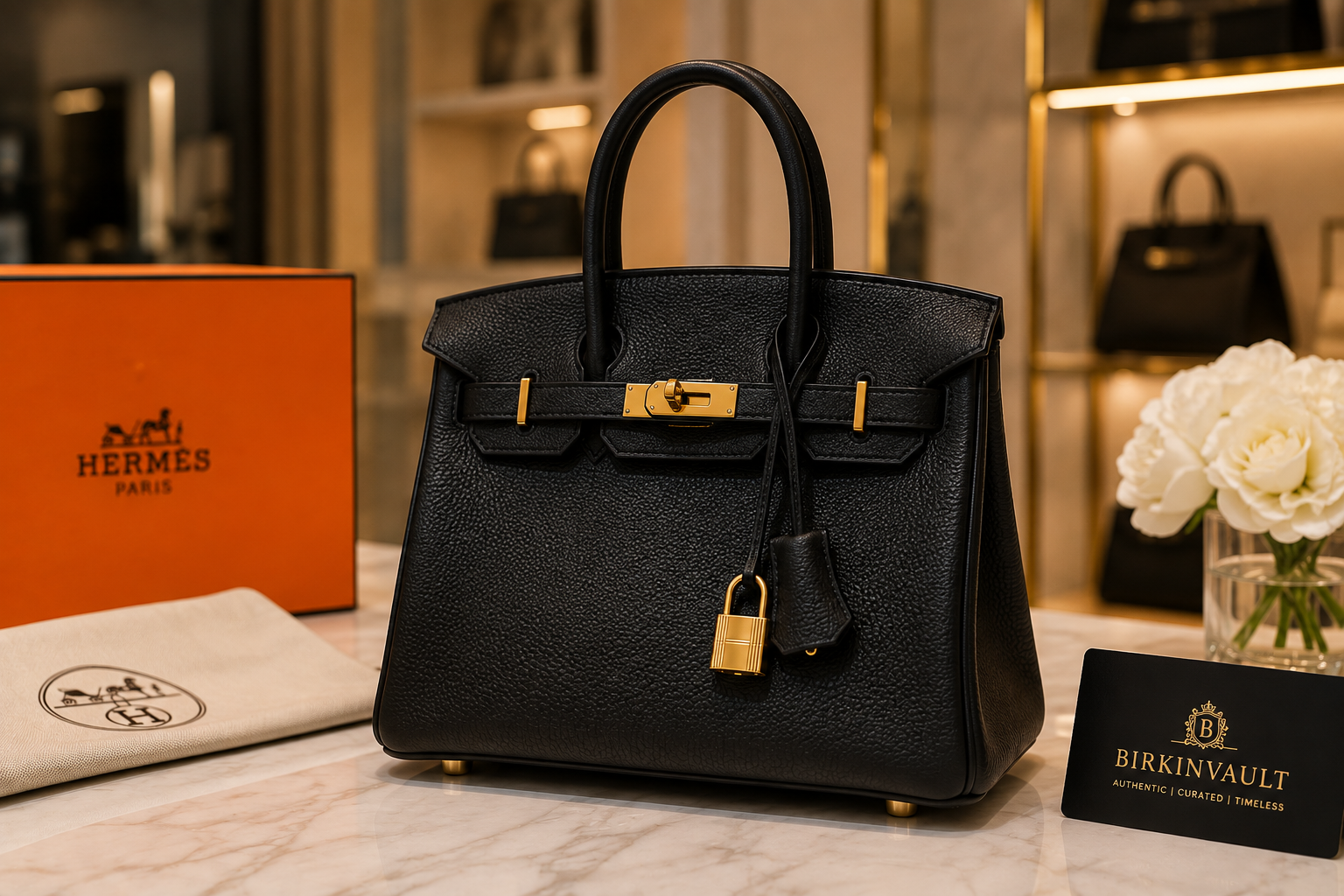 Small black designer bag Hermès Birkin 25