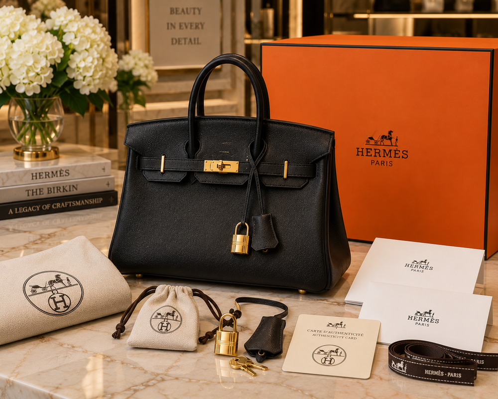 Birkin bag with box dust bag and accessories
