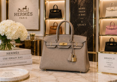 Hermès Birkin 25 luxury handbag in an elegant collector setting